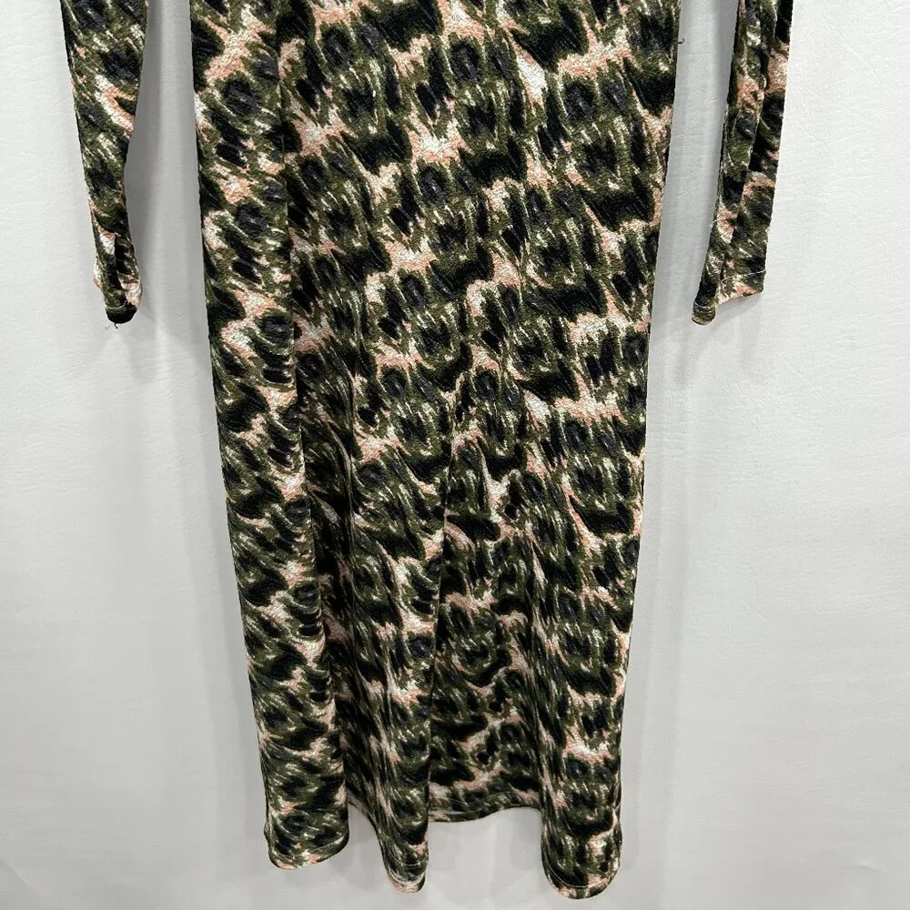 Rachel Comey Black and Beige Abstract-Print Long-Sleeve Midi Dress - Picture 5 of 12